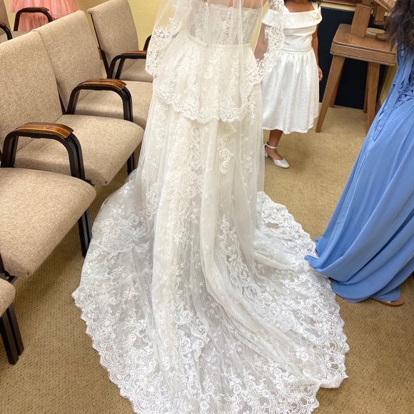 Lace Sheath Wedding Dress w/ Removable Overskirt!! - Picture 3 of 5